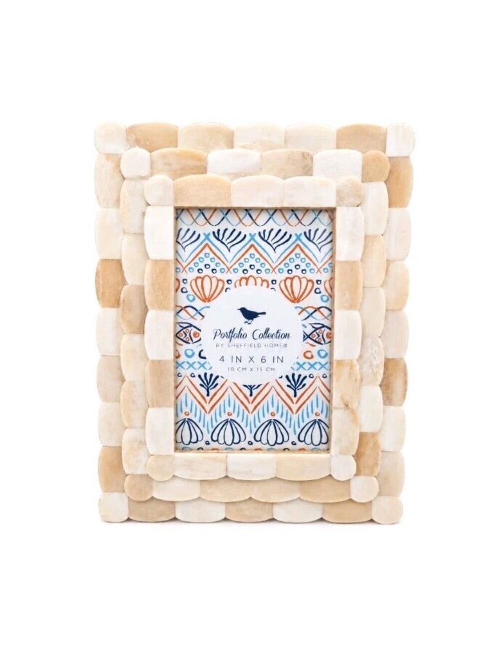 Sheffield Home Portfolio 4x6 Picture Frame Ivory Mosaic Inlay Boho Decor